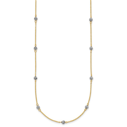 14K Two-Tone D/C Beads W/ 2In Ext Necklace