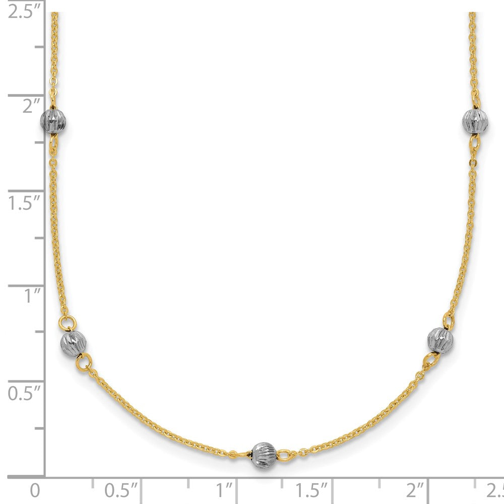 14K Two-Tone D/C Beads W/ 2In Ext Necklace