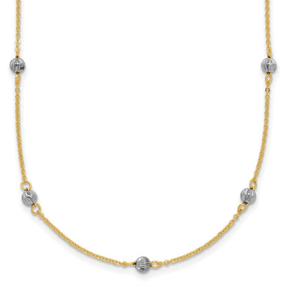 14K Two-Tone D/C Beads W/ 2In Ext Necklace