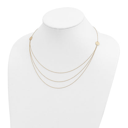 18 Inch 14K 3 Layer Ropa Chain Texture Side Circles W/ 2In Ext Necklace
