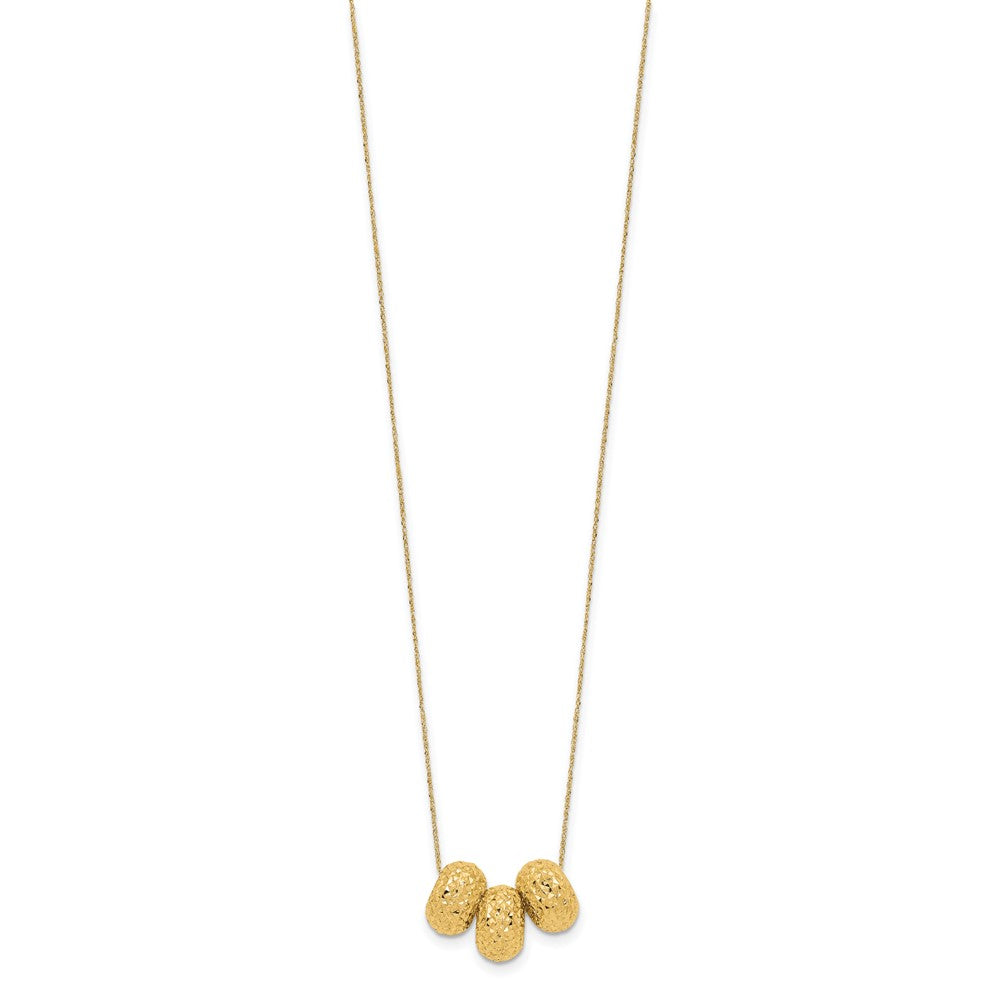 14K Yellow Gold Ropa Diamond Cut Beads W/ 2In Ext Necklace