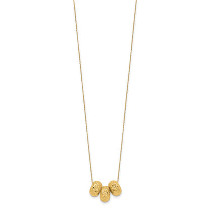 14K Yellow Gold Ropa Diamond Cut Beads W/ 2In Ext Necklace