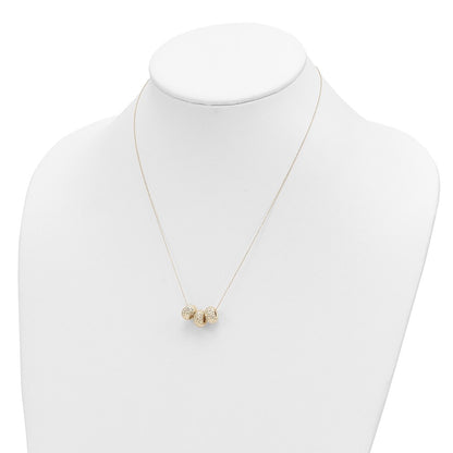 14K Yellow Gold Ropa Diamond Cut Beads W/ 2In Ext Necklace