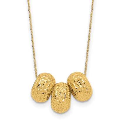 14K Yellow Gold Ropa Diamond Cut Beads W/ 2In Ext Necklace