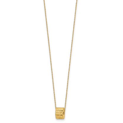 16.00 Inch 14K Rope Chain W/ Barrel Bead 2In Extension Necklace