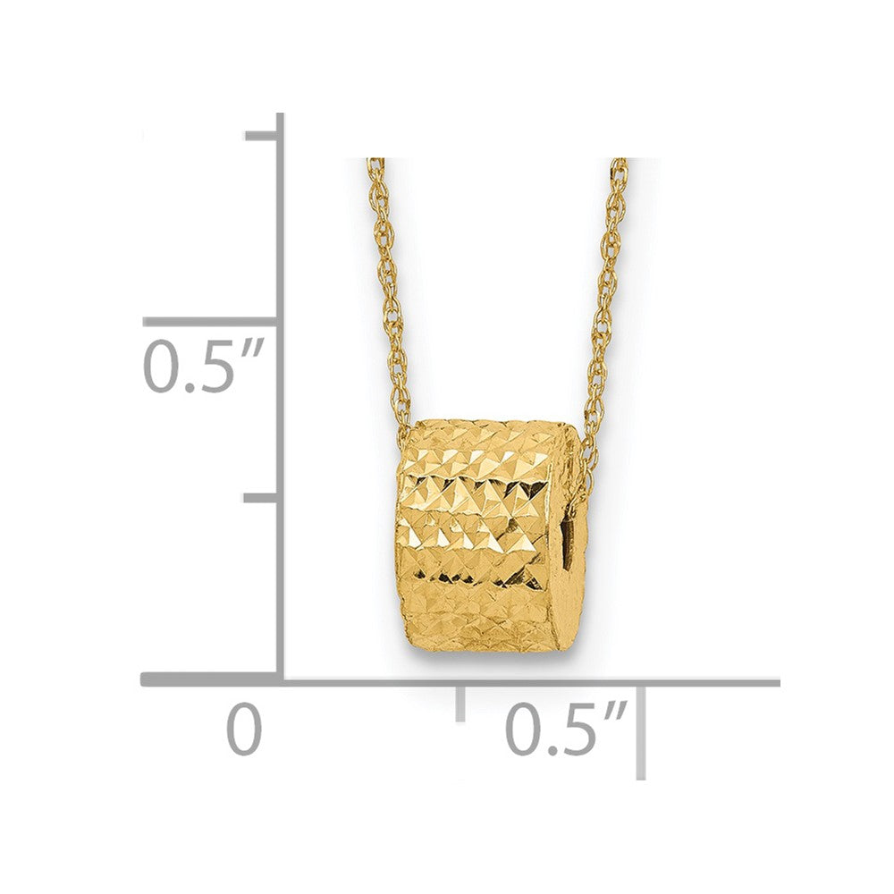 16.00 Inch 14K Rope Chain W/ Barrel Bead 2In Extension Necklace