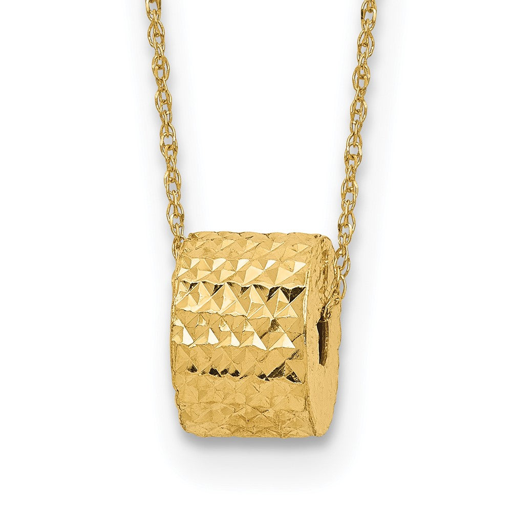 16.00 Inch 14K Rope Chain W/ Barrel Bead 2In Extension Necklace