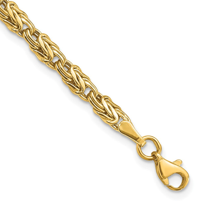 7.5 Inch 14K Gold Polished Fancy Byzantine Bracelet