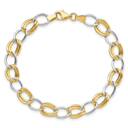 7.5 Inch 14K Two-Tone Polished Open Link Bracelet