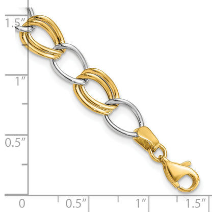 7.5 Inch 14K Two-Tone Polished Open Link Bracelet