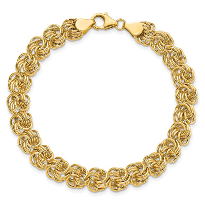 7.5 Inch 14K Polished 7.5In Circle Fancy Link Bracelet