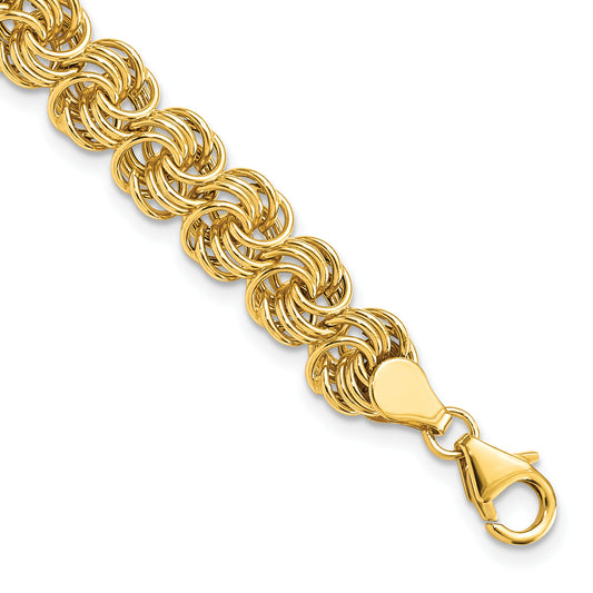 7.5 Inch 14K Polished 7.5In Circle Fancy Link Bracelet