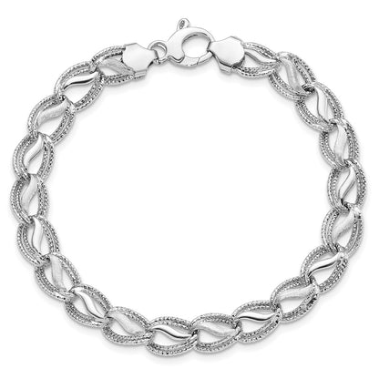7.5 Inch 14K White Gold Diamond Cut Bracelet