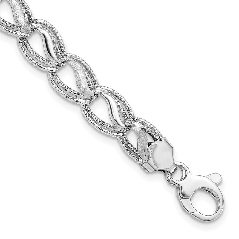7.5 Inch 14K White Gold Diamond Cut Bracelet