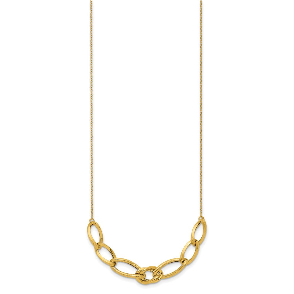 14K Yellow Gold Polished And Textured Fancy Link Necklace