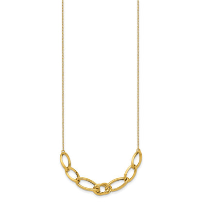 14K Yellow Gold Polished And Textured Fancy Link Necklace
