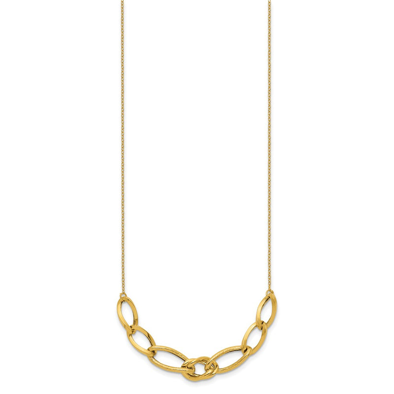 14K Yellow Gold Polished And Textured Fancy Link Necklace