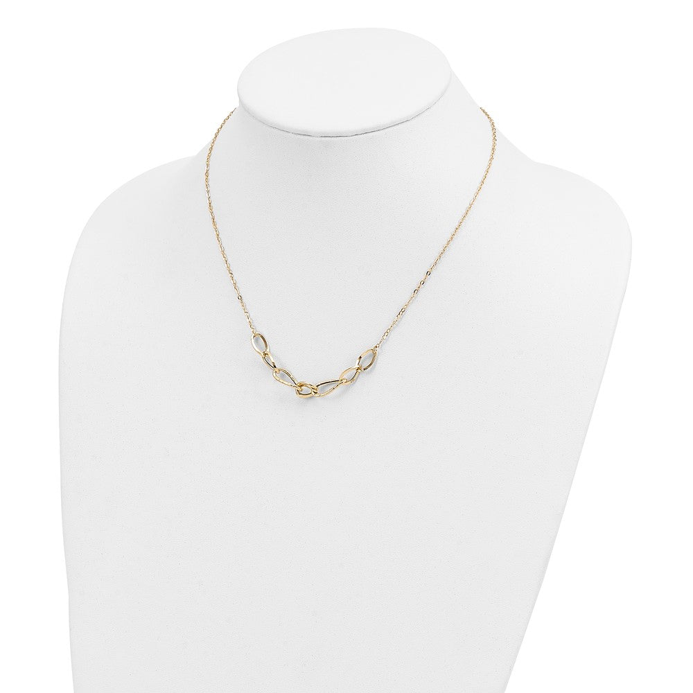 14K Yellow Gold Polished And Textured Fancy Link Necklace