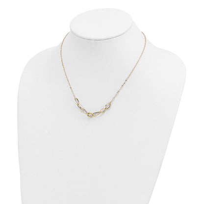 14K Yellow Gold Polished And Textured Fancy Link Necklace