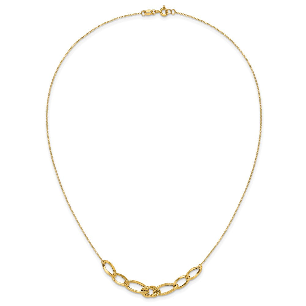 14K Yellow Gold Polished And Textured Fancy Link Necklace