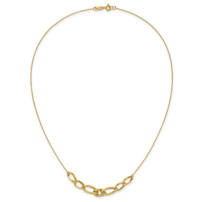 14K Yellow Gold Polished And Textured Fancy Link Necklace