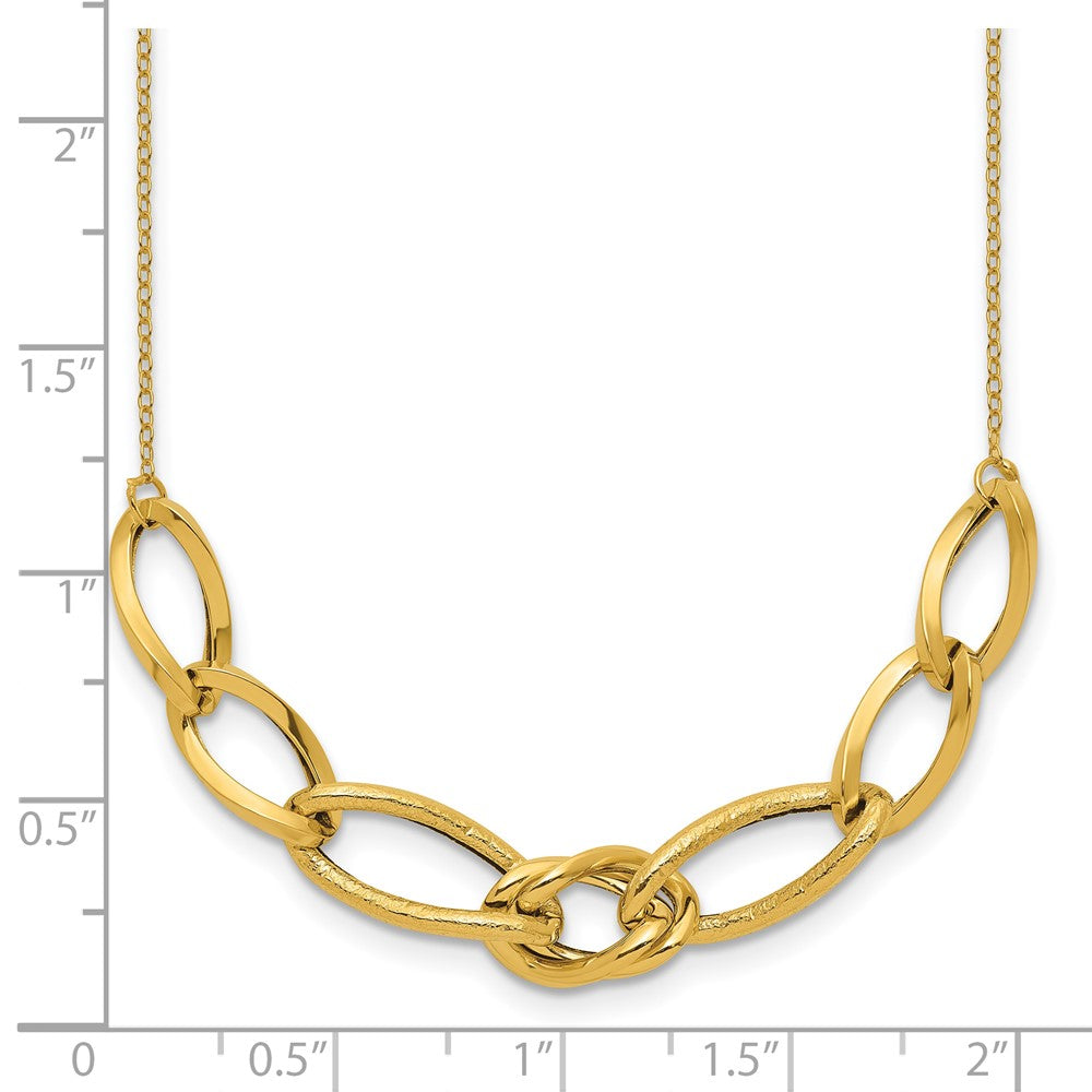 14K Yellow Gold Polished And Textured Fancy Link Necklace
