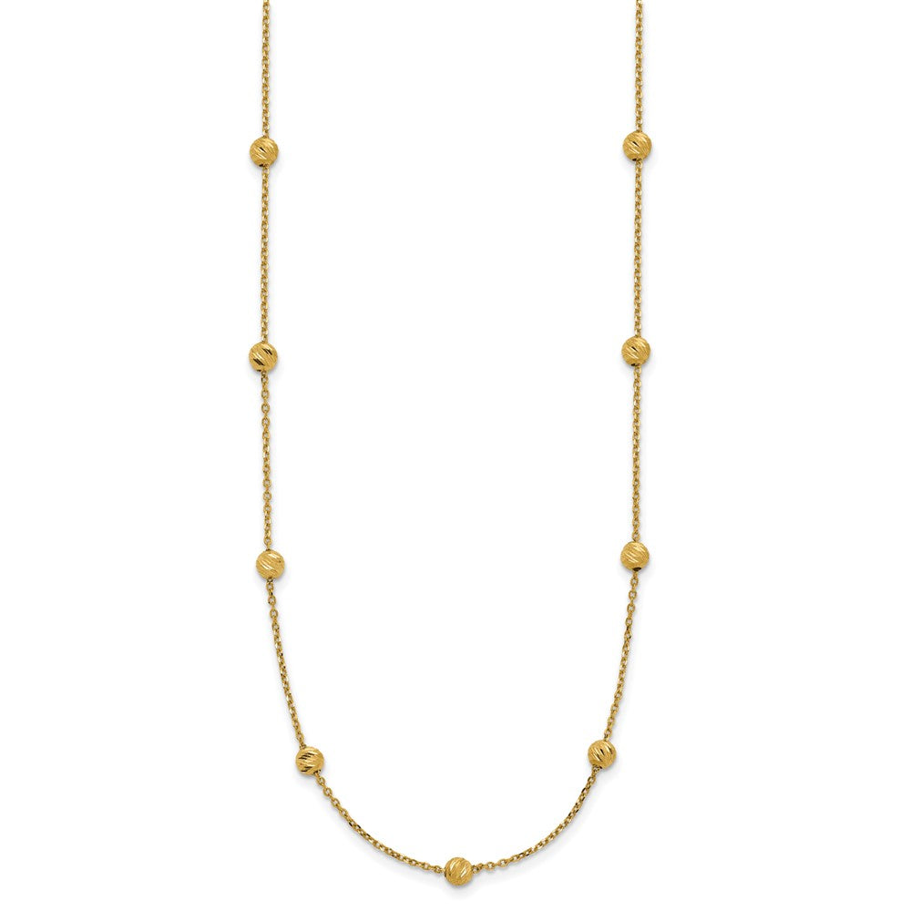14K Yellow Gold 14Ky Diamond-Cut Beads Station Necklace