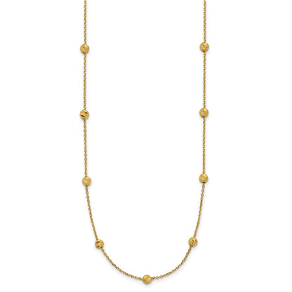 14K Yellow Gold 14Ky Diamond-Cut Beads Station Necklace