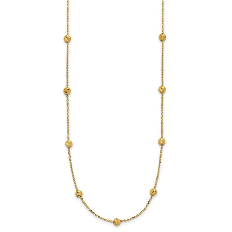 14K Yellow Gold 14Ky Diamond-Cut Beads Station Necklace