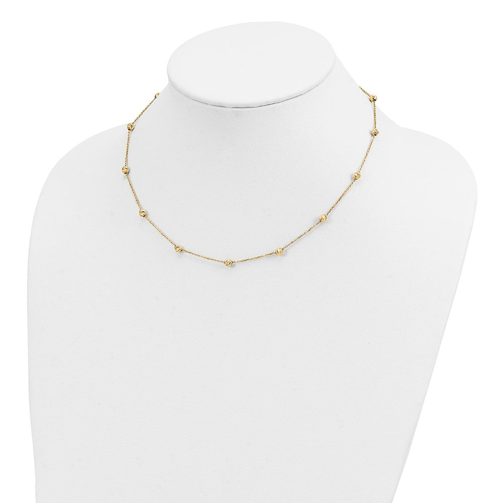 14K Yellow Gold 14Ky Diamond-Cut Beads Station Necklace