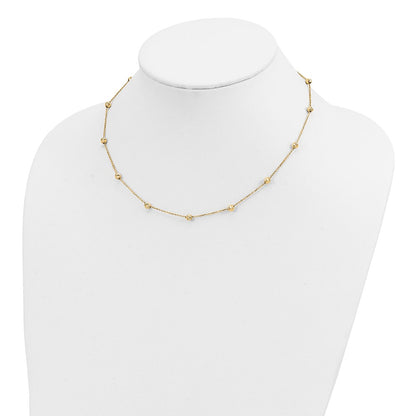 14K Yellow Gold 14Ky Diamond-Cut Beads Station Necklace