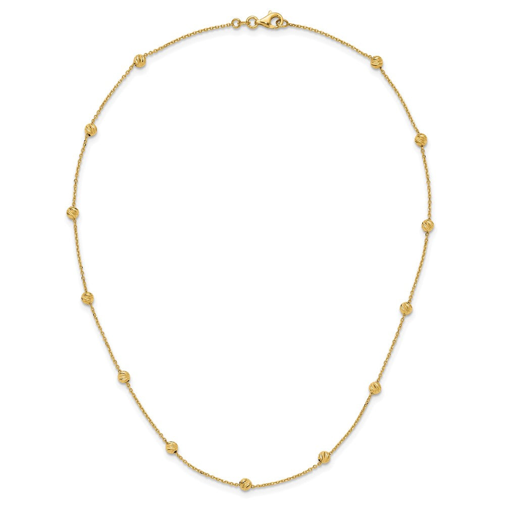 14K Yellow Gold 14Ky Diamond-Cut Beads Station Necklace