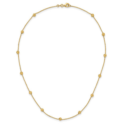 14K Yellow Gold 14Ky Diamond-Cut Beads Station Necklace