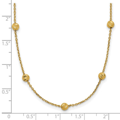 14K Yellow Gold 14Ky Diamond-Cut Beads Station Necklace