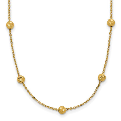 14K Yellow Gold 14Ky Diamond-Cut Beads Station Necklace