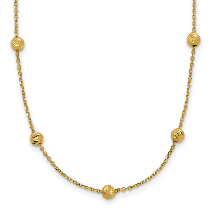 14K Yellow Gold 14Ky Diamond-Cut Beads Station Necklace