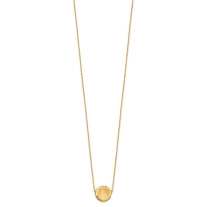 14K Yellow Gold Brushed Polished & D/C Circle Necklace