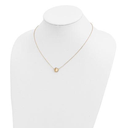 14K Yellow Gold Brushed Polished & D/C Circle Necklace