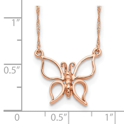 14K Rose Gold Polished Butterfly Necklace