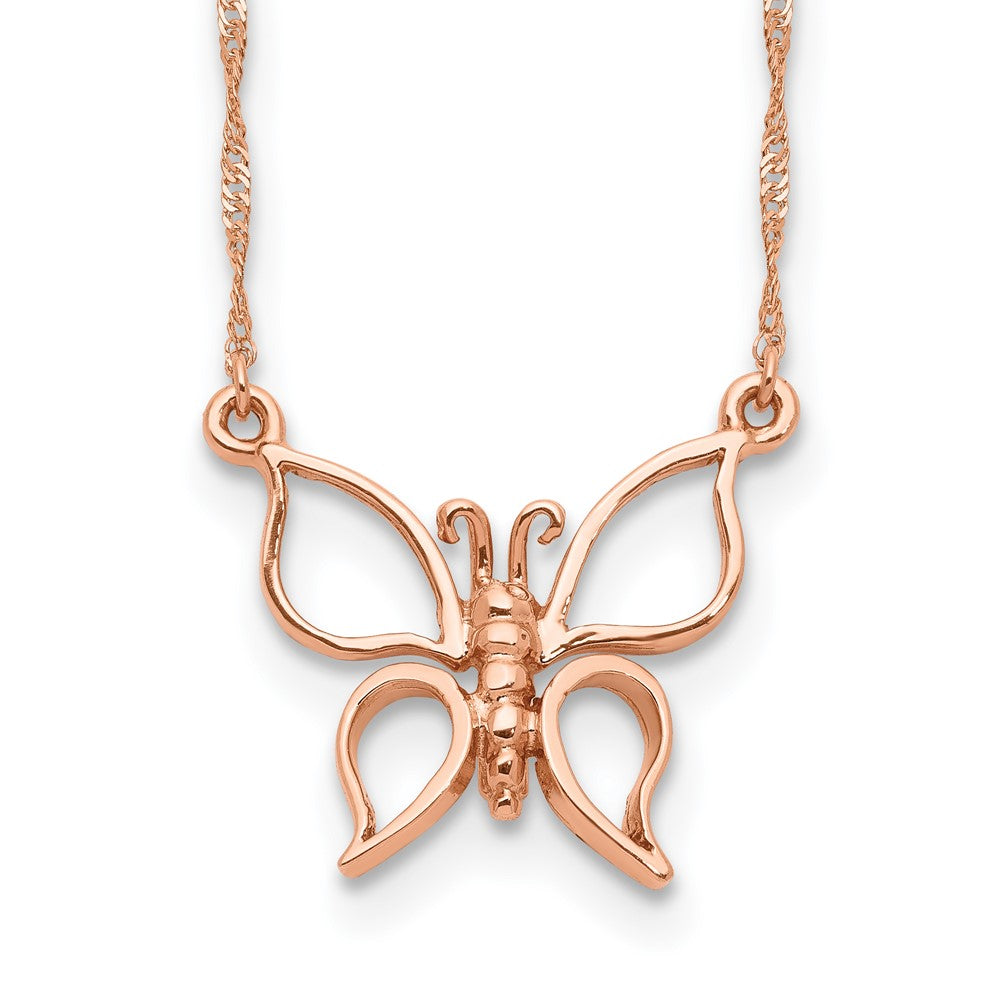 14K Rose Gold Polished Butterfly Necklace
