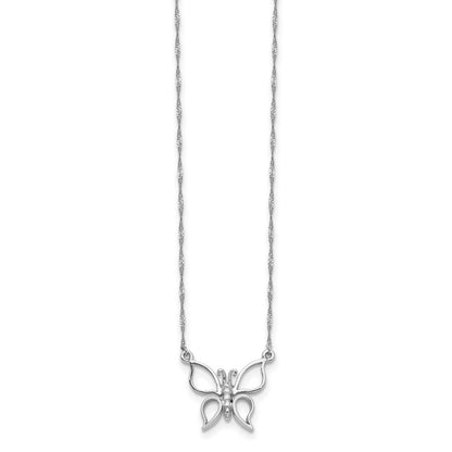 14K White Gold Polished Butterfly Necklace