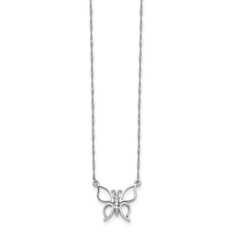 14K White Gold Polished Butterfly Necklace