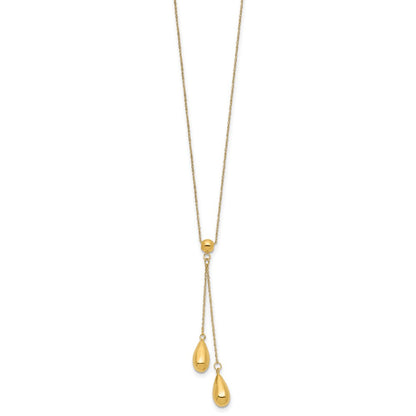 14K Yellow Gold Polished Dangle Bead Necklace