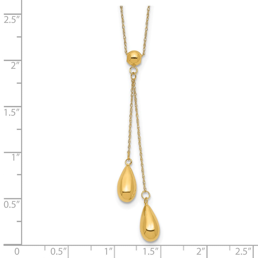 14K Yellow Gold Polished Dangle Bead Necklace