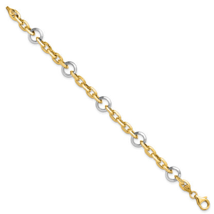 14K Two-Tone Fancy Link 7 Inch Bracelet