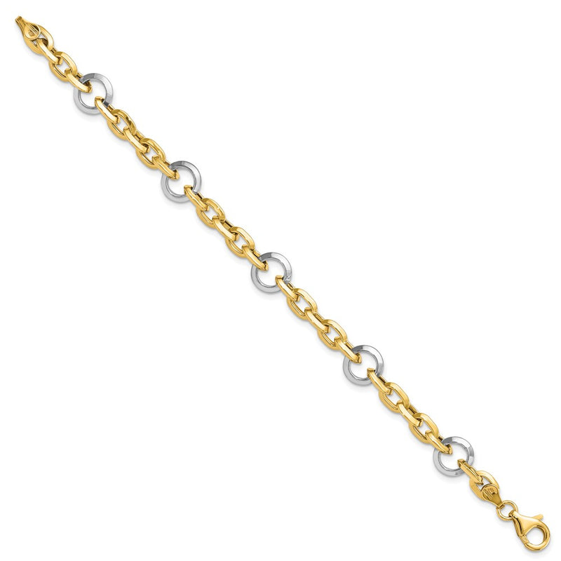 14K Two-Tone Fancy Link 7 Inch Bracelet