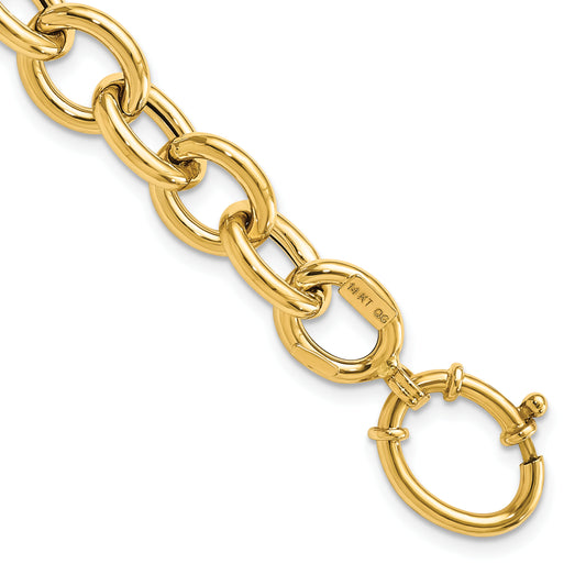 7.5 Inch 14K Polished Fancy Oval Link Bracelet