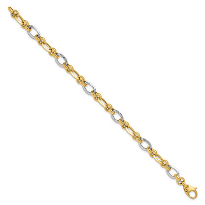 7.75 Inch 14K Two-Tone Polsihed Fancy Link Bracelet