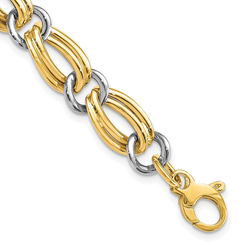 7.5 Inch 14K Two-Tone Polished Bracelet