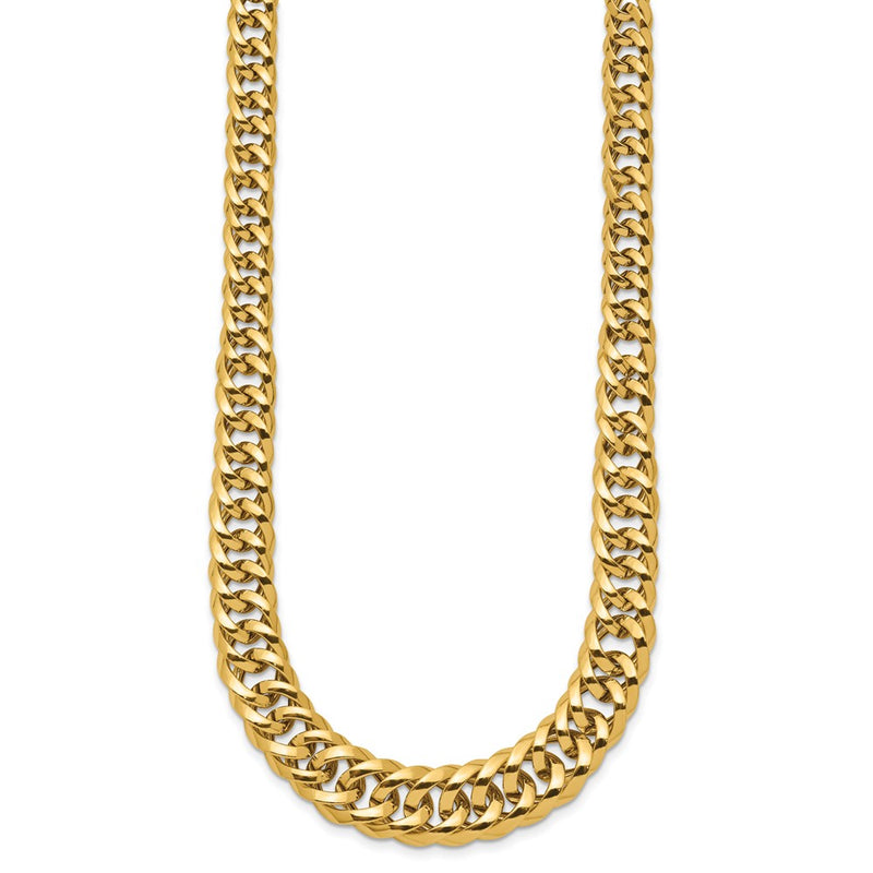 18 Inch 14K Polished Fancy Graduated Curb Chain Necklace